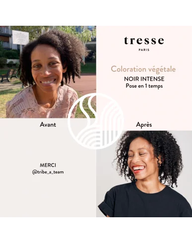 Tresse Paris Coloration végétale Noir intense avant après