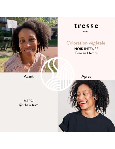 Tresse Paris Coloration végétale Noir intense avant après