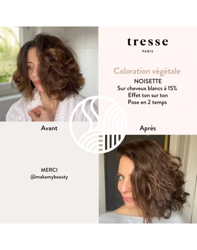 Tresse Paris Coloration végétale Noisette avant après