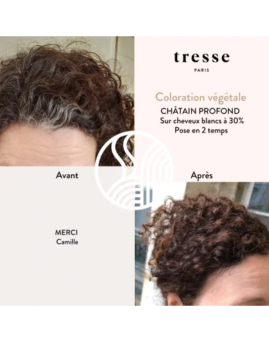 Tresse Paris Coloration végétale Chatain profond avant après