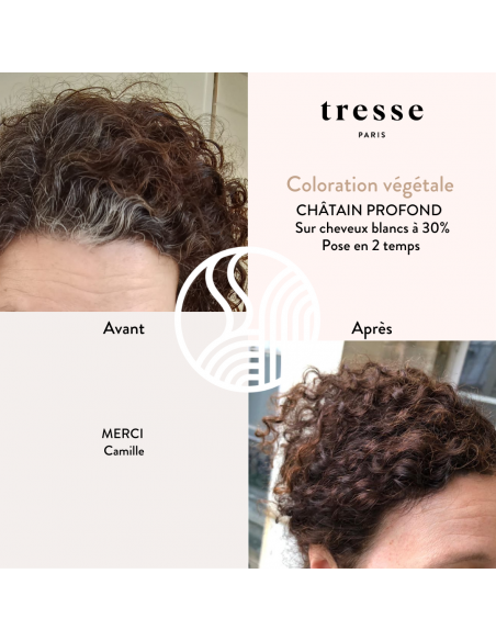 Tresse Paris Coloration végétale Chatain profond avant après
