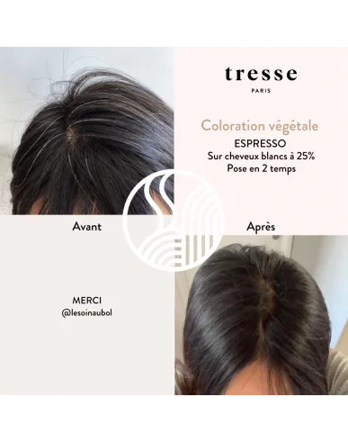 Tresse Paris Coloration végétale Espresso avant après
