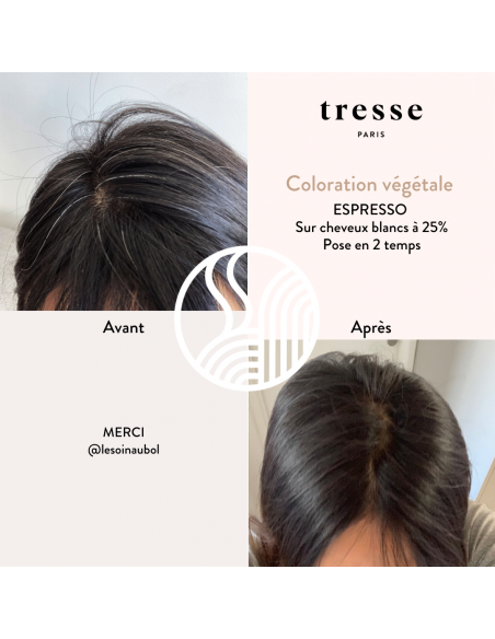 Tresse Paris Coloration végétale Espresso avant après