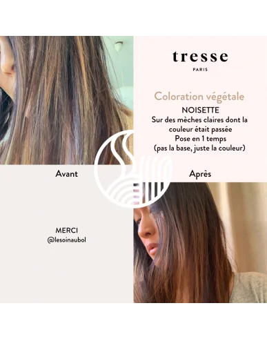 Tresse Paris Coloration végétale Noisette avant après