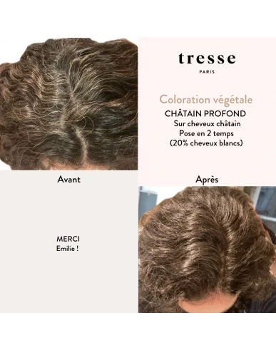 Pflanzliche Coloration Tiefes Kastanienbraun — Anwendungsergebnis 2-Schritt-Methode — Tresse Paris