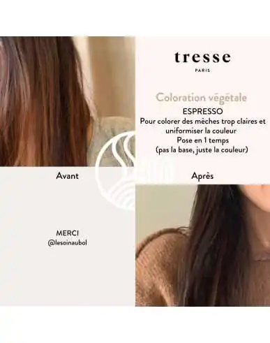 Pflanzliche Coloration Espresso — mitgeliefertes Zubehör Thermometer Handschuhe Haube — Tresse Paris