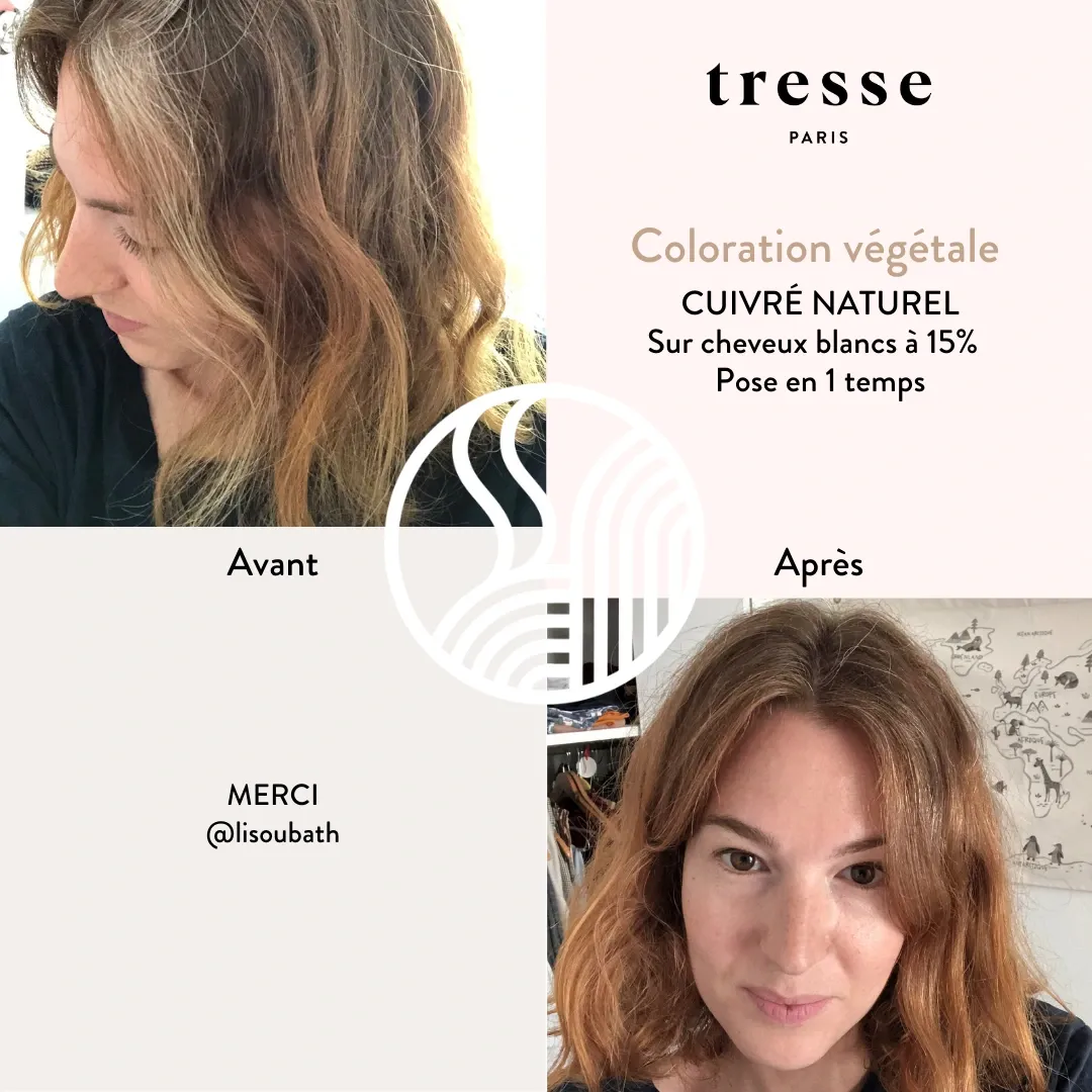 Résultat coloration végétale cuivré naturel Tresse Paris